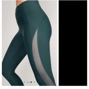 High-Waisted PowerSoft Mesh-Panel 7/8 Leggings sports wmen old navy S dark green